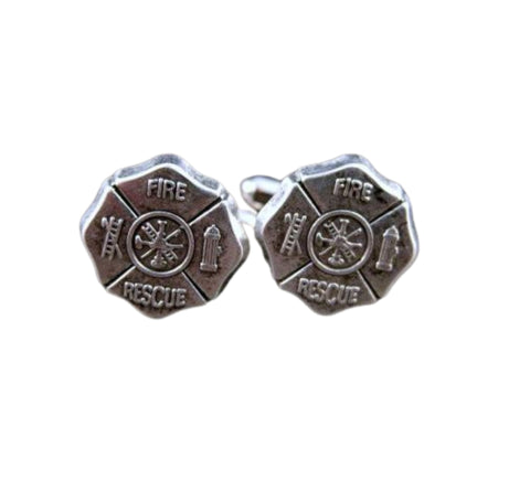 Handmade Oxidized Silver Firemen's Crest Cuff Links