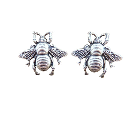 Handmade Oxidized Silver Bee Cuff Links