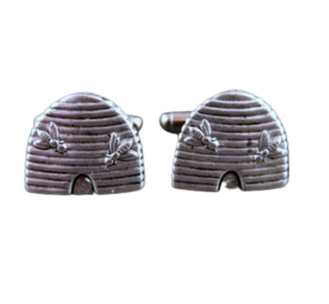 Handmade Oxidized Silver Bee Hive Cuff Links